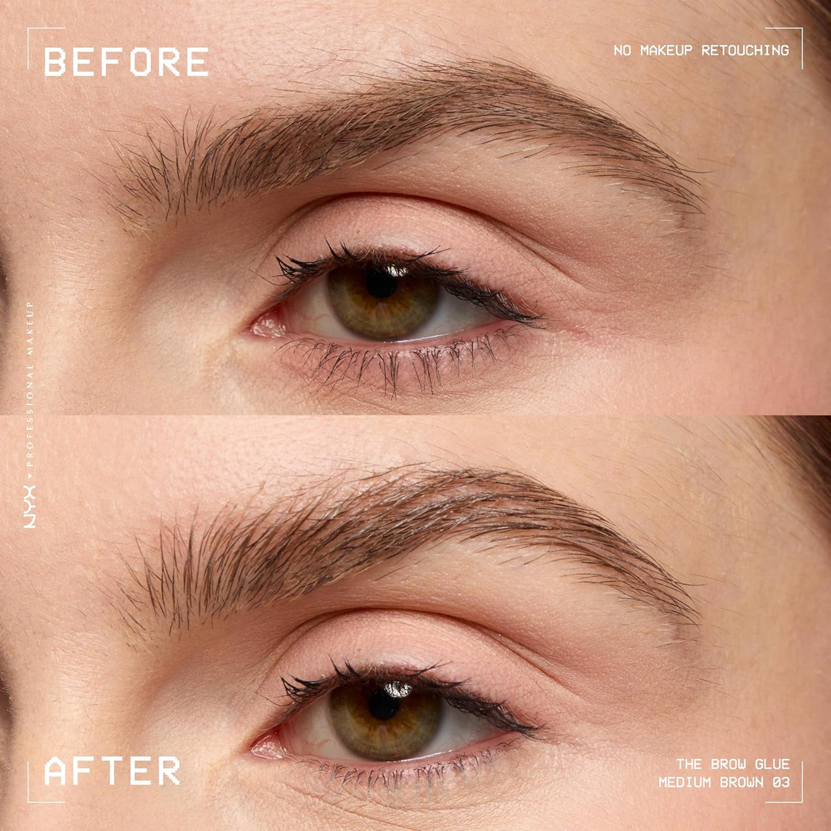 Medium Brown eyebrow styling gel with round bristle brush