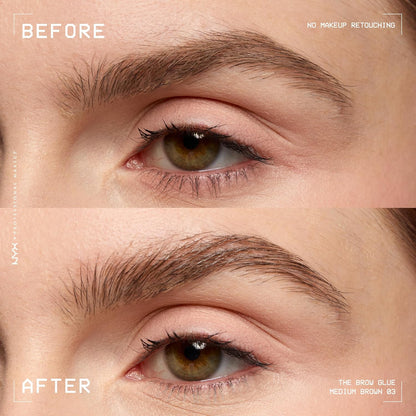 Medium Brown eyebrow styling gel with round bristle brush