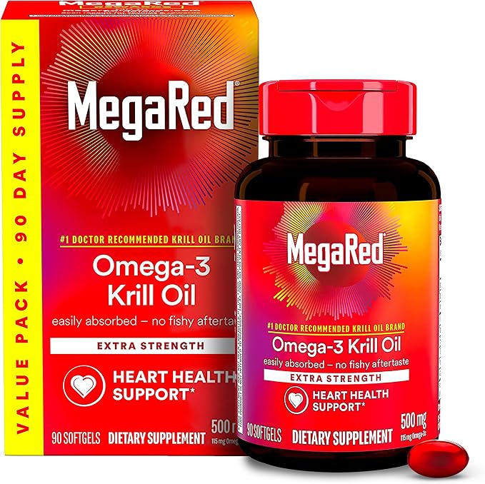 MegaRed Antarctic krill oil 500mg supplement box