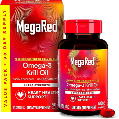 MegaRed Antarctic krill oil 500mg supplement box