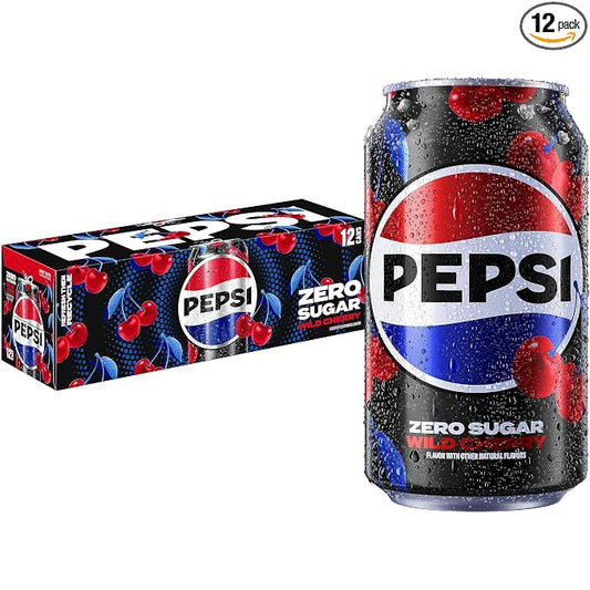 Pepsi Zero Sugar Wild Cherry cola 12 pack cans