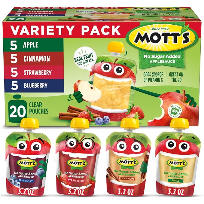 Mott's No Sugar Added Applesauce Variety Pack 20 count