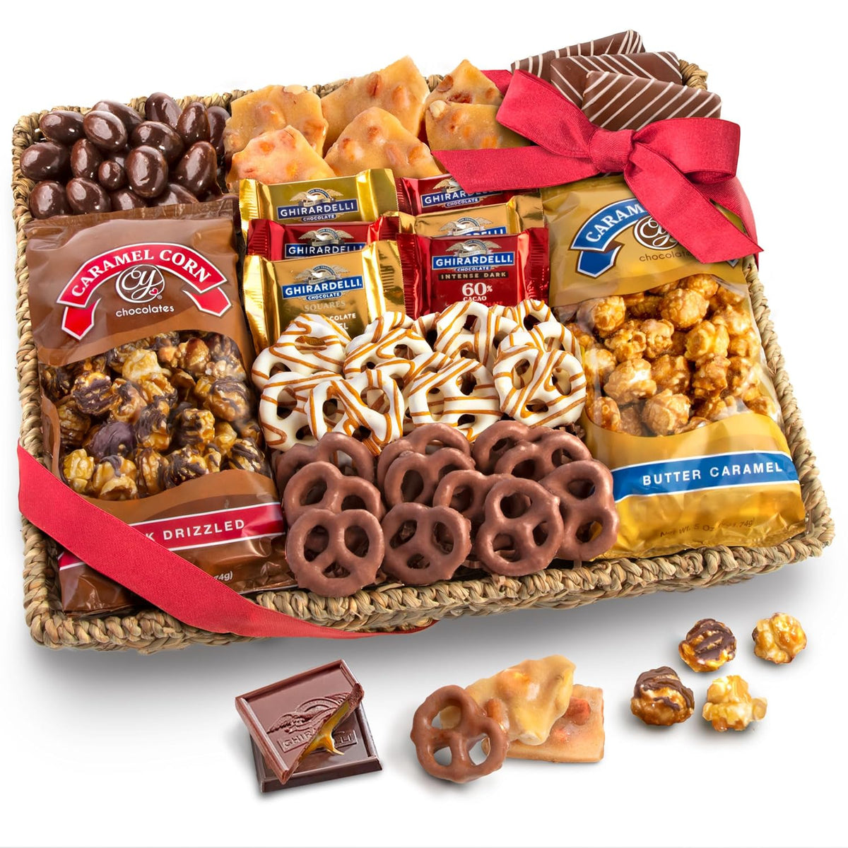 Gourmet chocolate gift basket with assorted sweets
