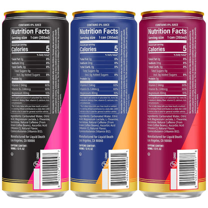 Liquid Death sparkling energy variety flavors