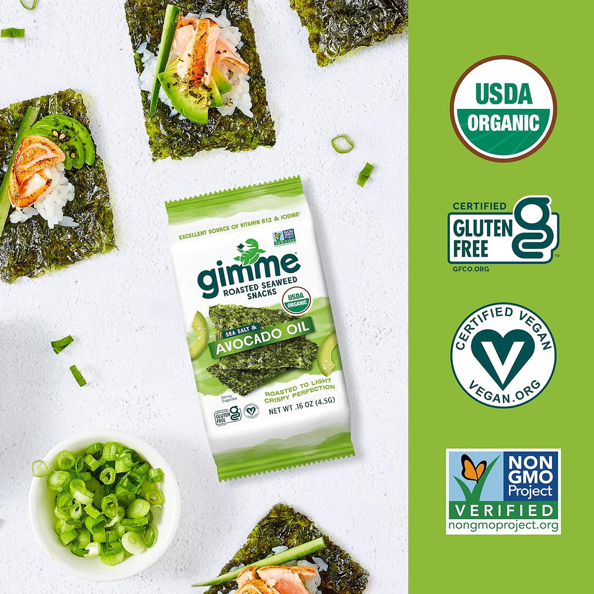 Organic roasted seaweed snack for pantry and travel