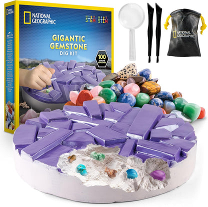 Hands-on dig brick with real gemstones for kids