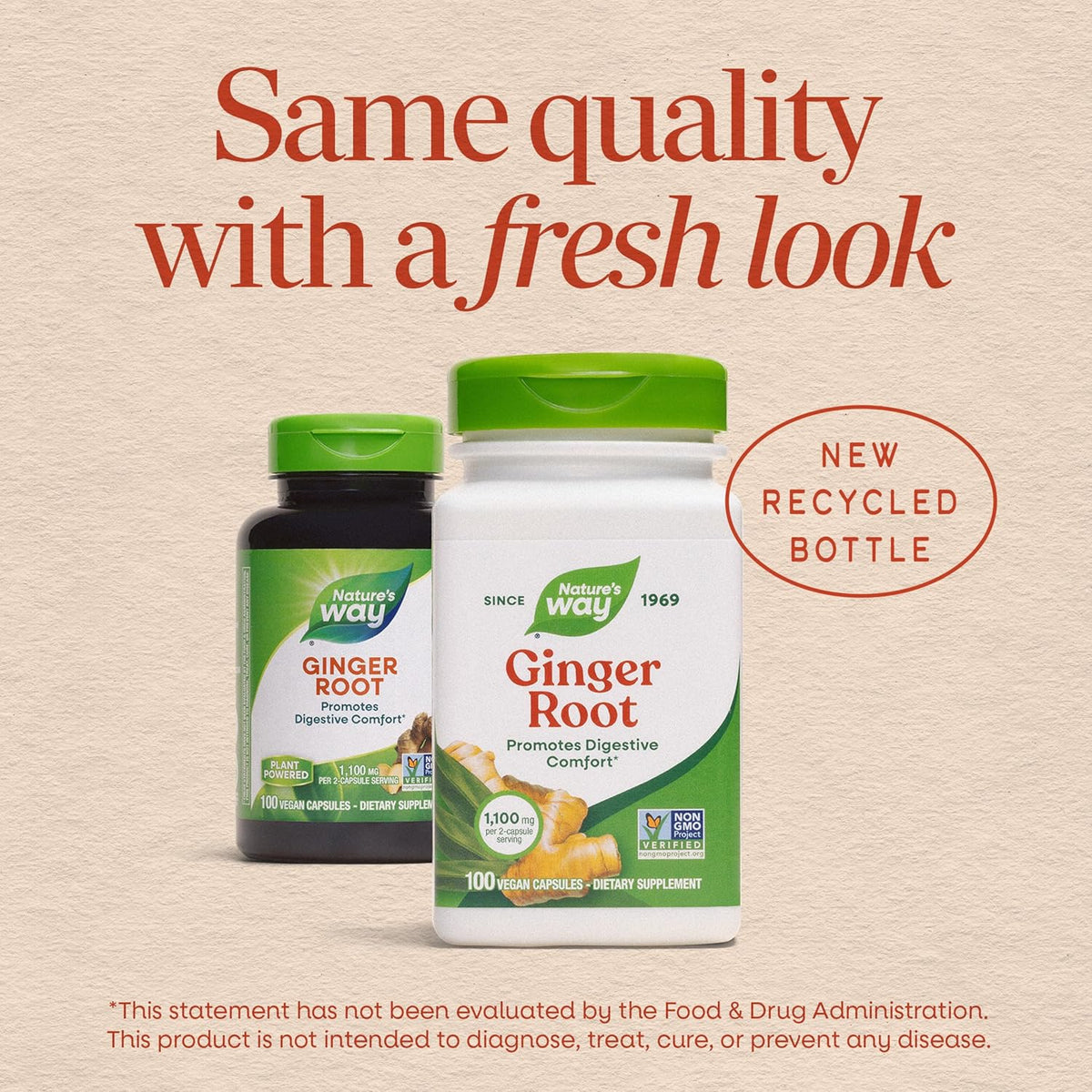 Nature's Way ginger capsules 1100 mg per serving