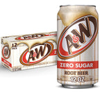 A&W Zero Sugar Root Beer soda cans front view