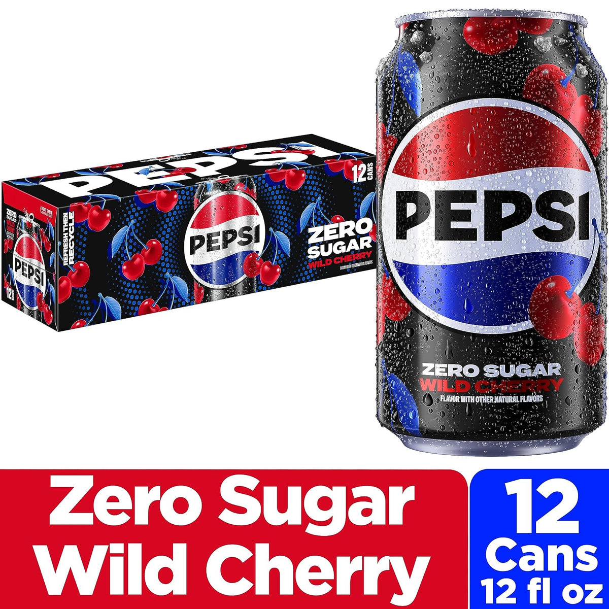 Pepsi Wild Cherry cola zero sugar beverage pack