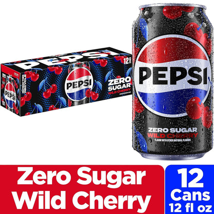 Pepsi Wild Cherry cola zero sugar beverage pack