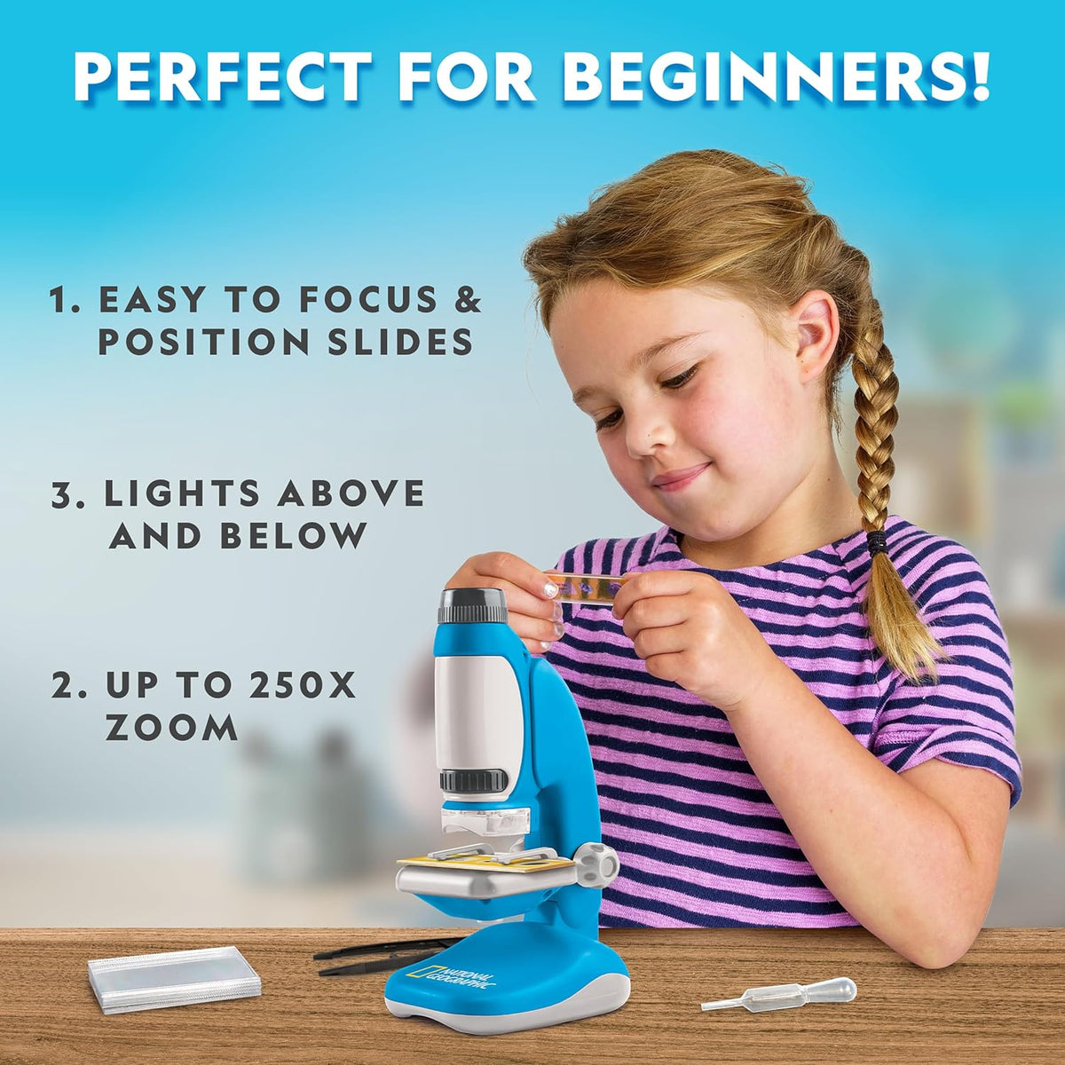 Science kit with prepared and blank slides