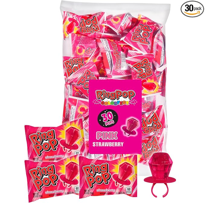 Ring Pop pink strawberry Halloween lollipops 30 count