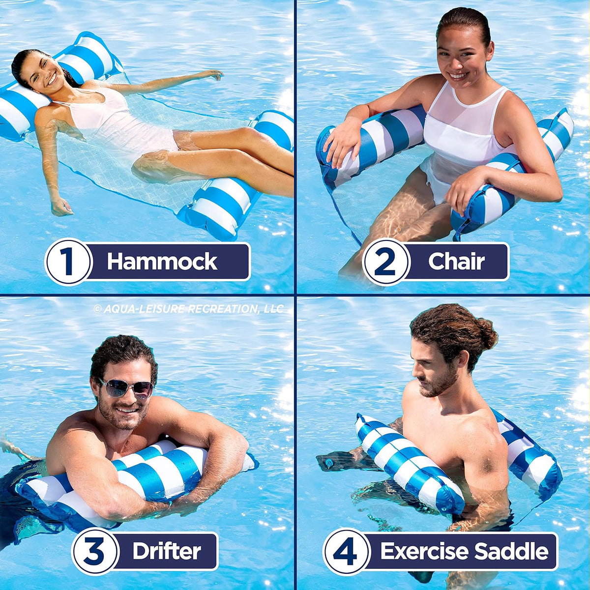 Durable mesh and vinyl water hammock float set