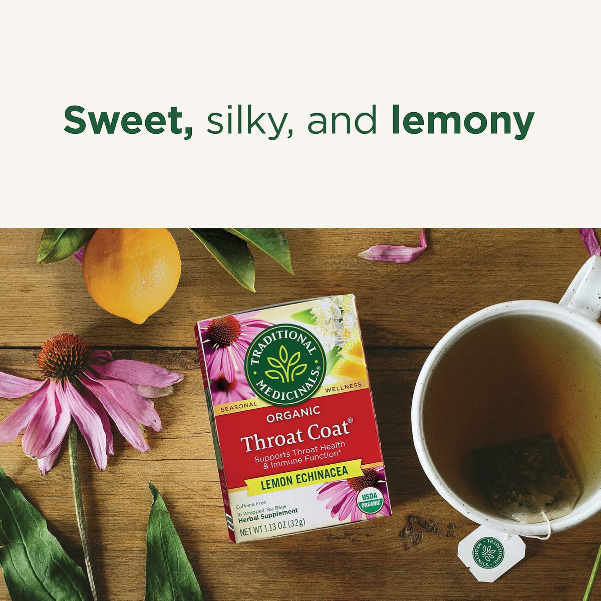 Compostable tea bags Traditional Medicinals herbal supplement tea