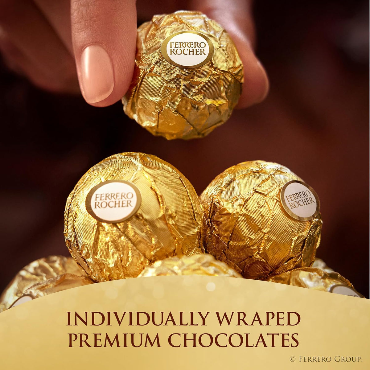 Hazelnut milk chocolate candies by Ferrero Rocher