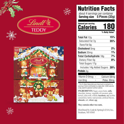 Festive Lindt chocolate advent calendar 4.5 oz box