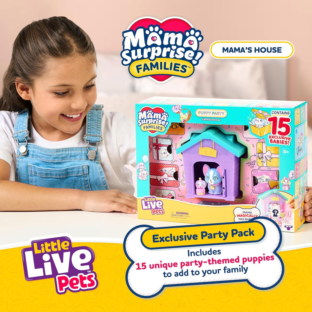 Mama Pup and pastel mini puppies collectible set