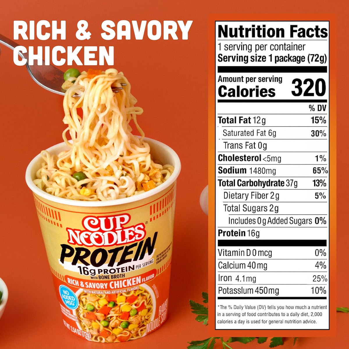 Cup Noodles Protein 16g protein instant ramen cup