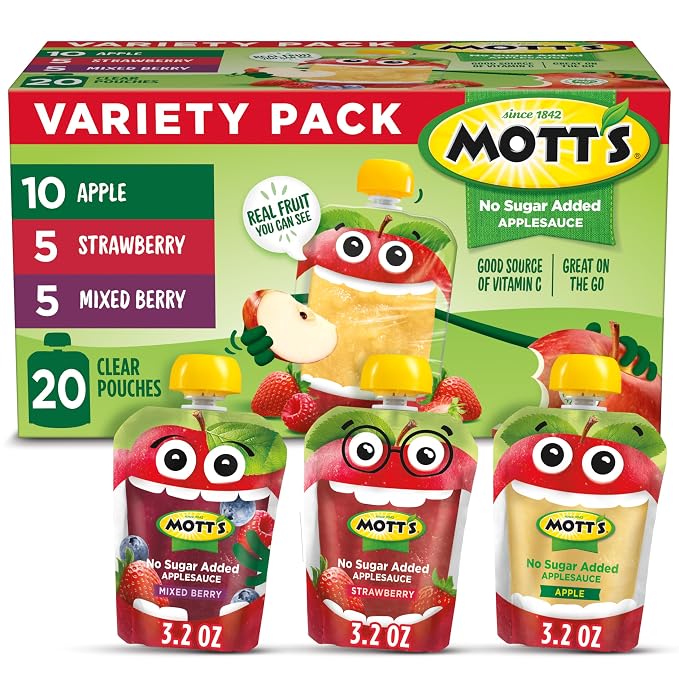 Mott's No Sugar Added Applesauce Variety Pack 20 count