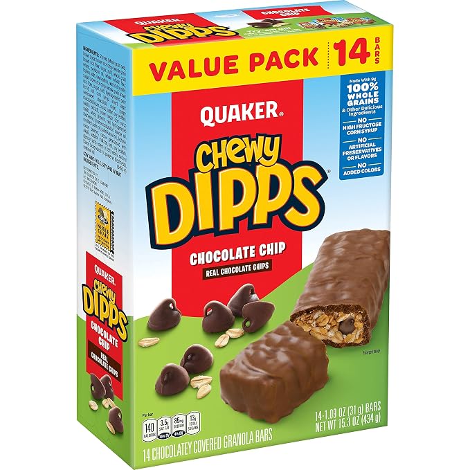 Quaker Chewy Dipps Chocolate Chip granola bars 14 count box