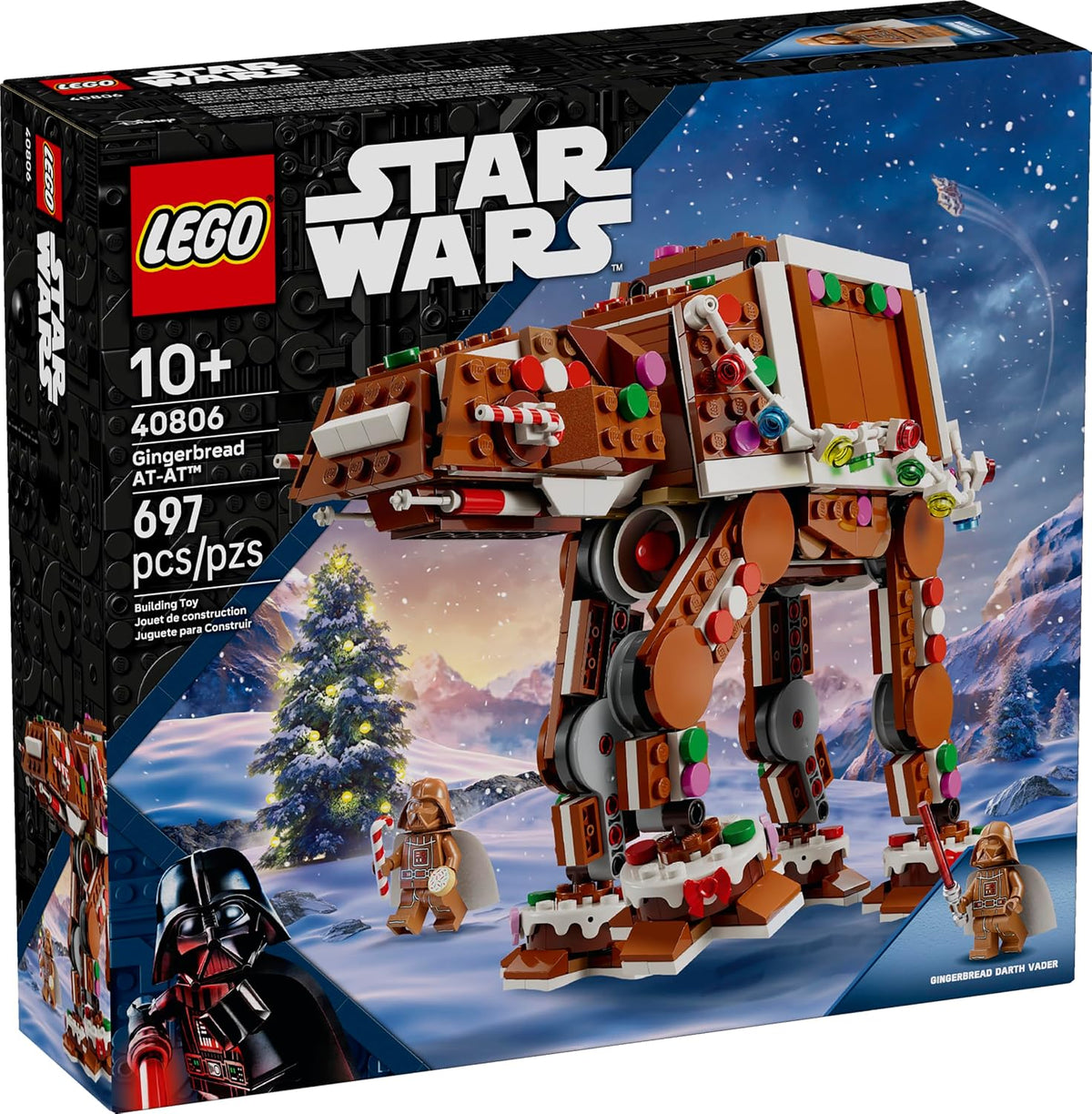 LEGO Gingerbread AT-AT interior with fireplace and gifts