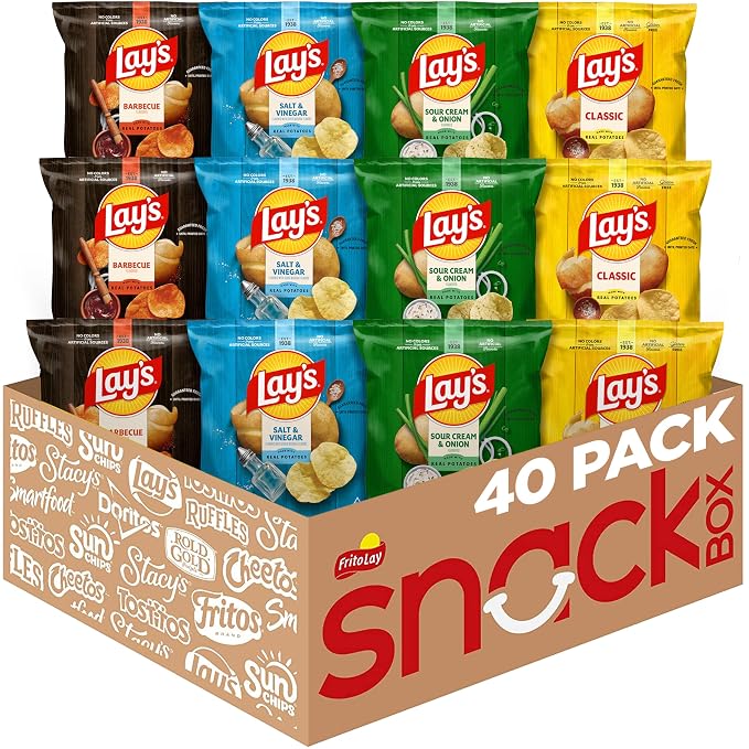Lay's Potato Chips 4 flavor variety pack 40 bags