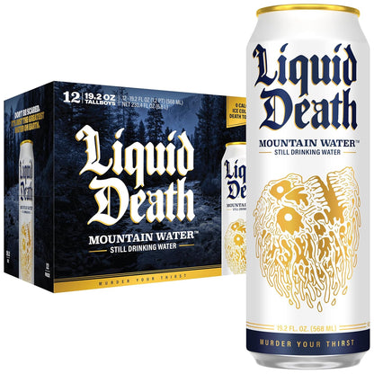 Liquid Death king size still mountain water cans