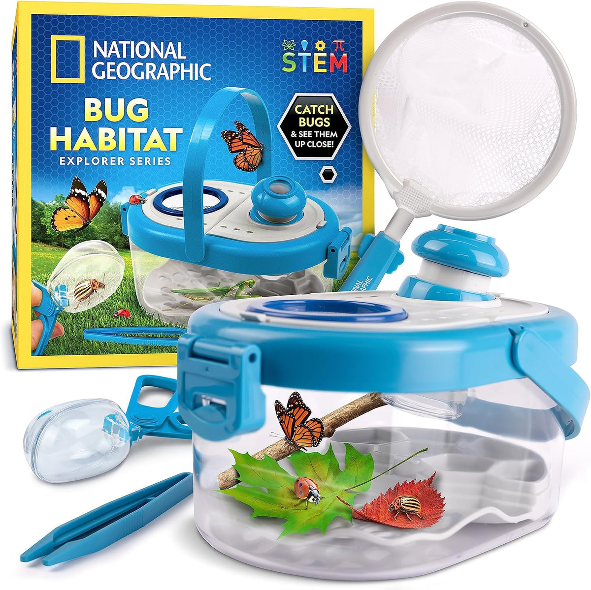 Insect observation habitat with two built-in magnifying viewers
