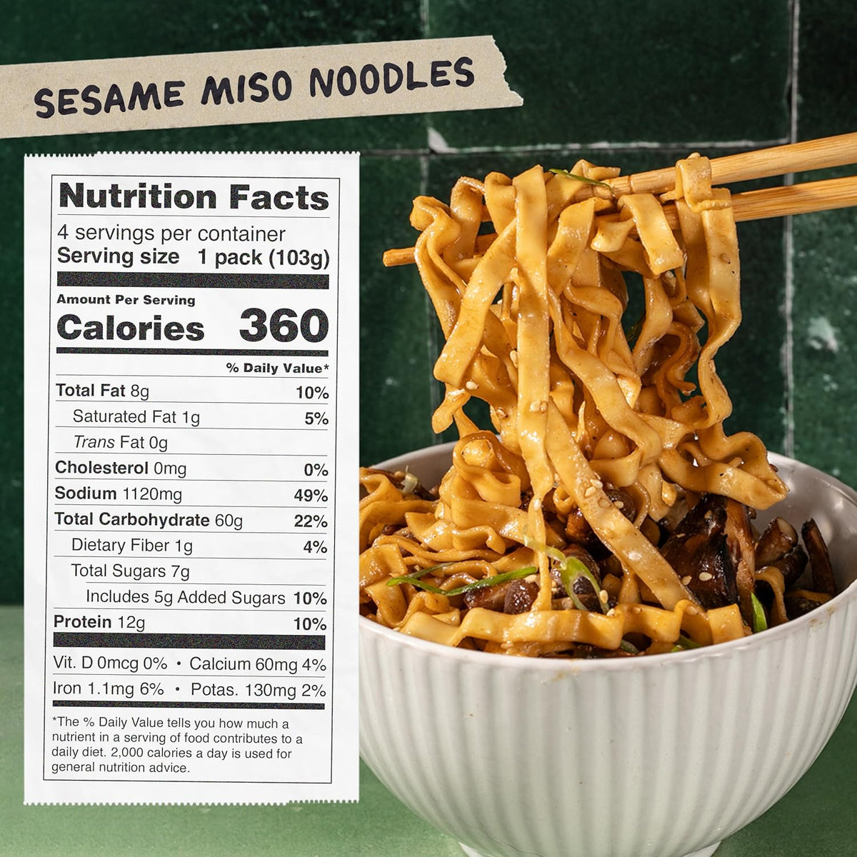 Sesame miso instant noodles with plant-based protein