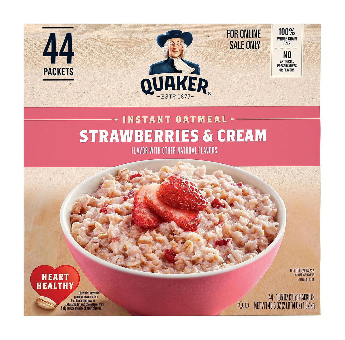 Quaker instant oatmeal strawberry cream flavor box