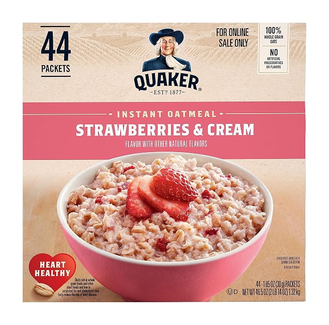 Quaker Strawberries and Cream instant oatmeal 44 pack