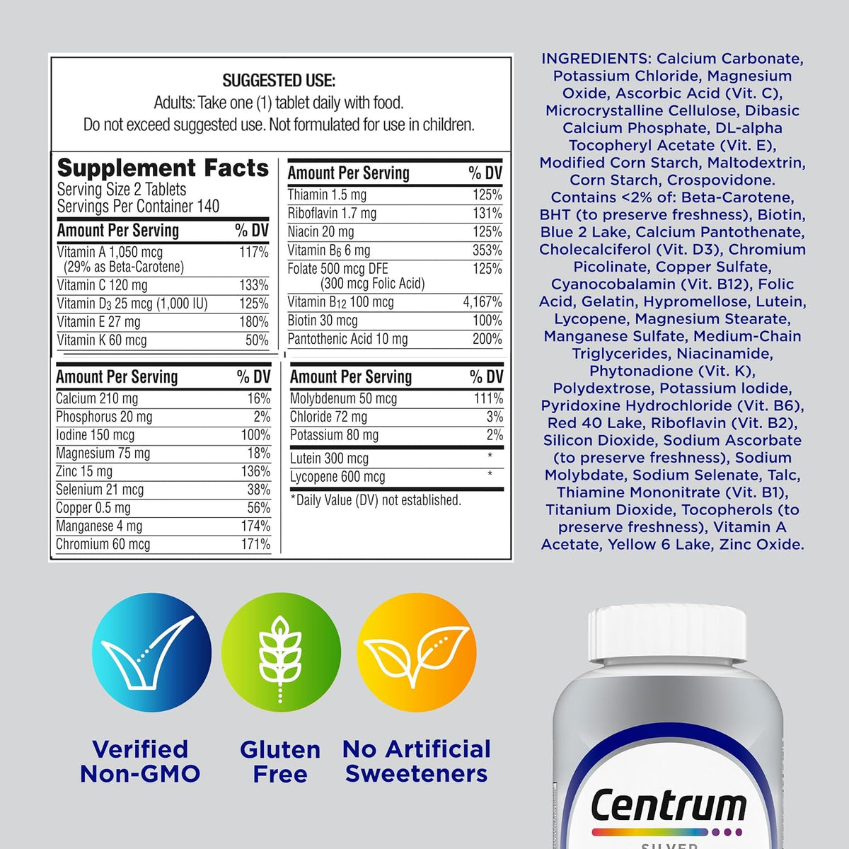 Centrum Silver Men's 50+ vitamins front packaging