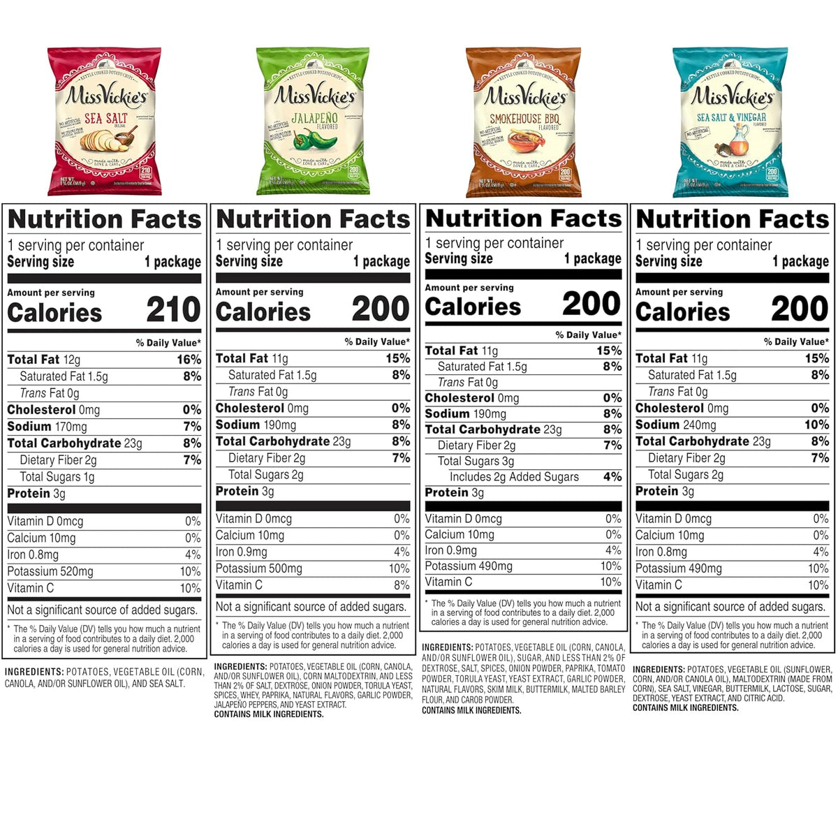 Miss Vickie's variety pack potato chips box