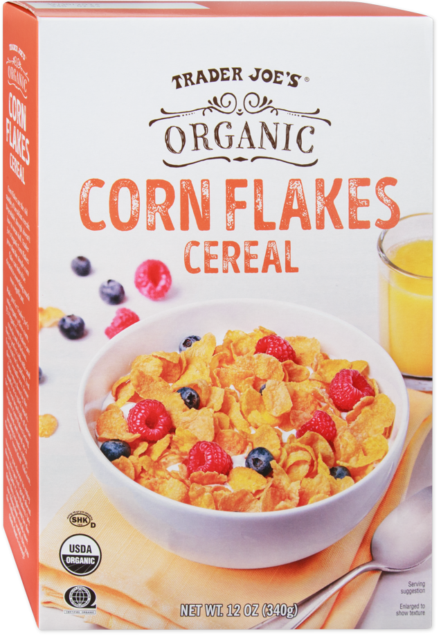 Trader Joe's Organic Corn Flakes cereal box