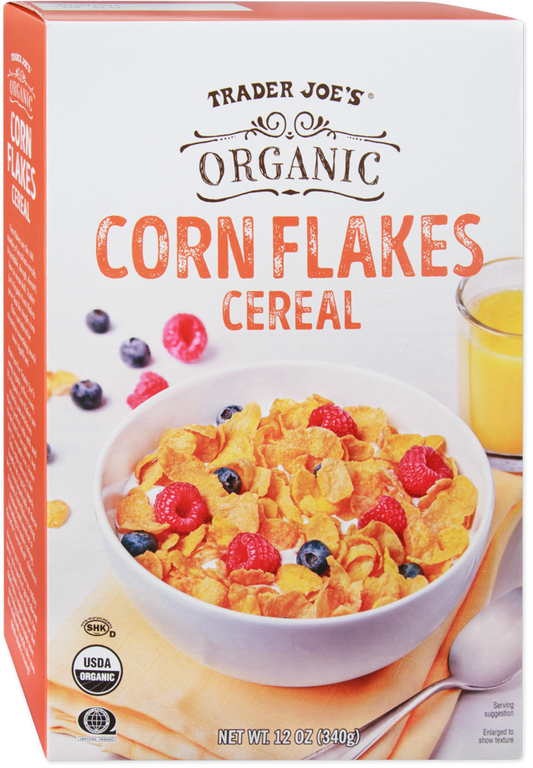 Trader Joe's Organic Corn Flakes cereal box