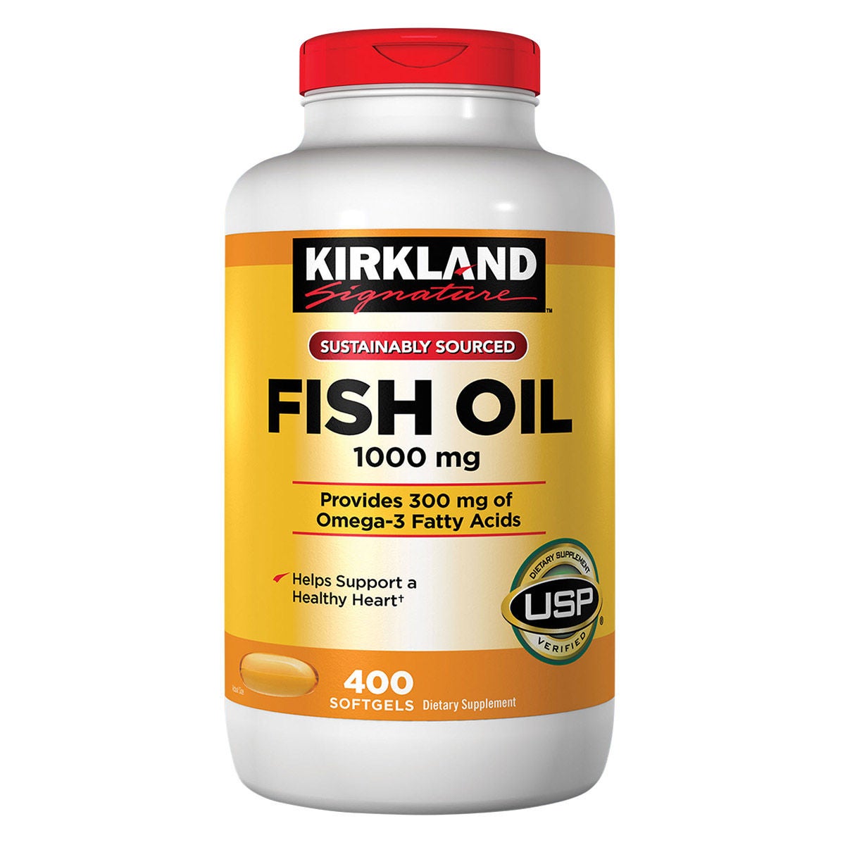 Kirkland Signature Fish Oil 1000 mg 400 softgels bottle