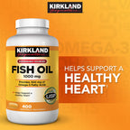 Kirkland Signature omega-3 fish oil supplement front label