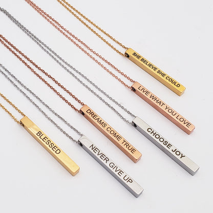 Anavia four-sided inspirational bar pendant necklace