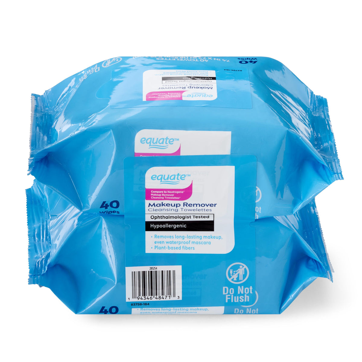 Equate ready-to-use cleansing wipes for home or travel