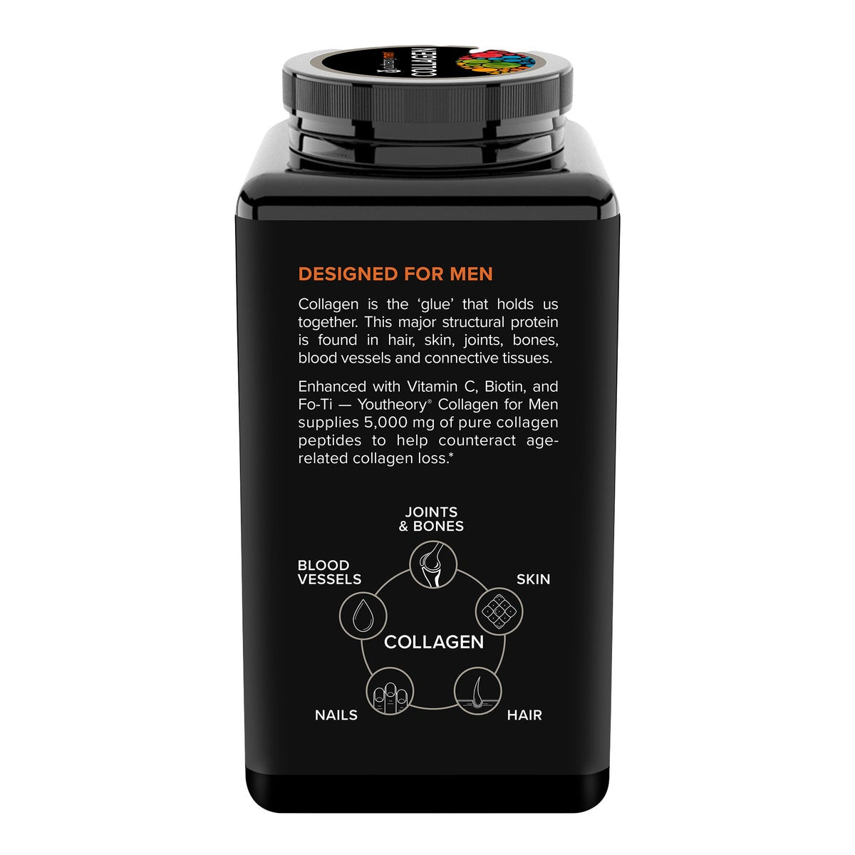 Youtheory collagen supplement for men front label