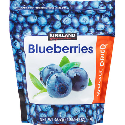 Kirkland Signature whole dried blueberries 20 oz bag