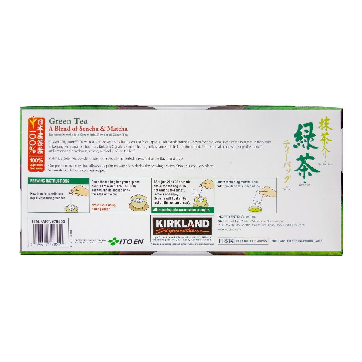 Kirkland Signature green tea bags product packaging