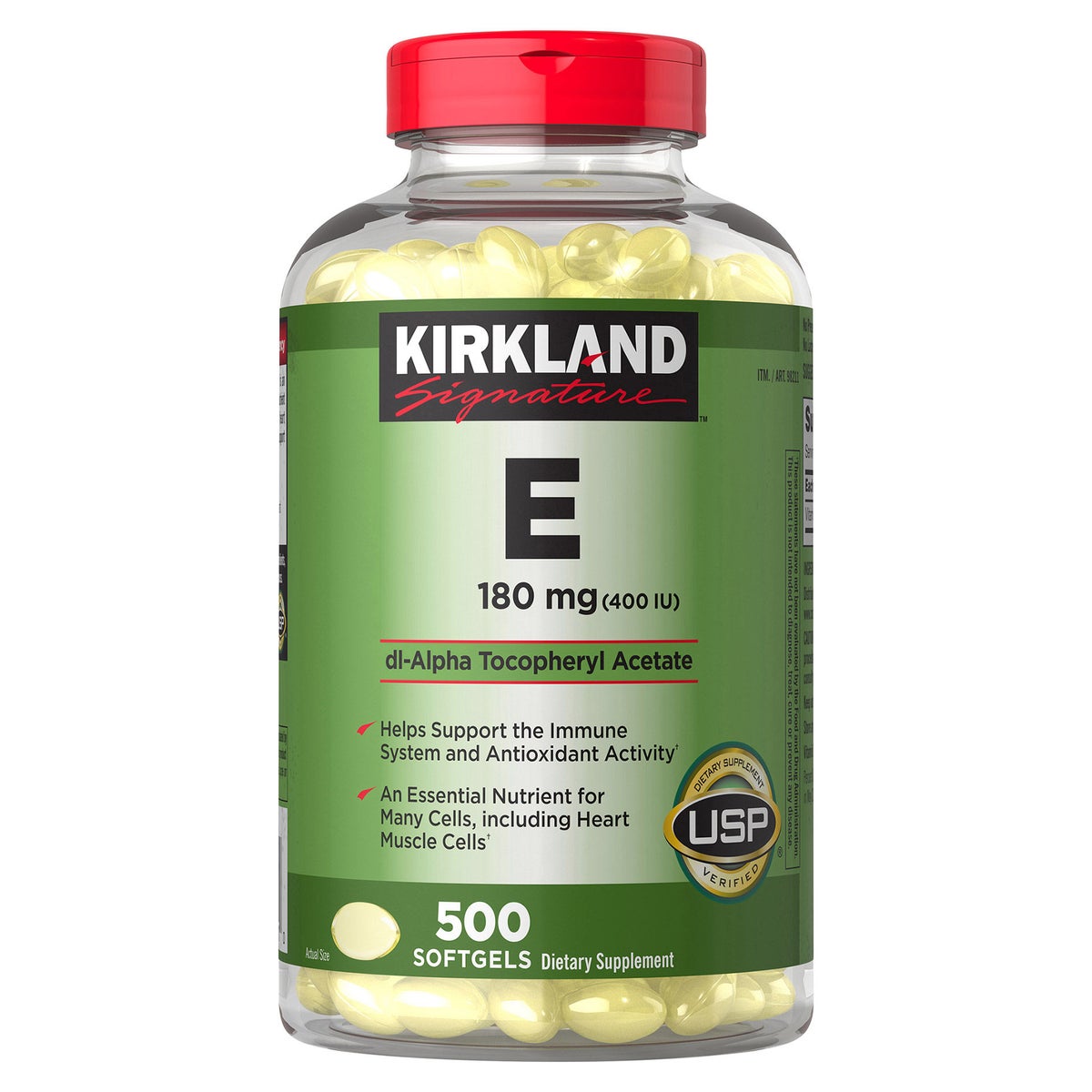 Kirkland Signature Vitamin E 180 mg softgels bottle