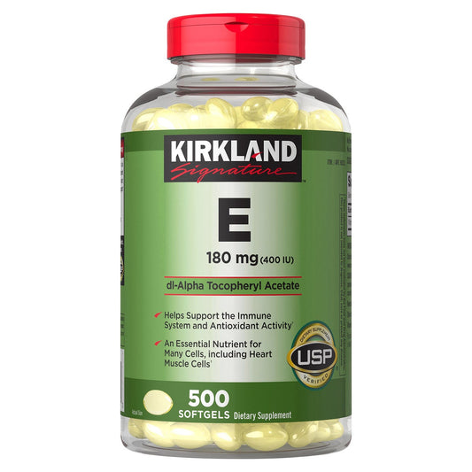 Kirkland Signature Vitamin E 180 mg softgels bottle