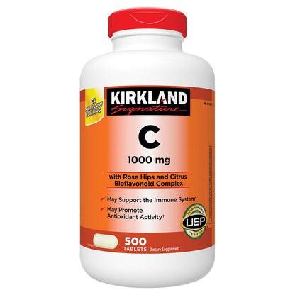 Kirkland Signature Vitamin C 1000 mg 500 tablets bottle