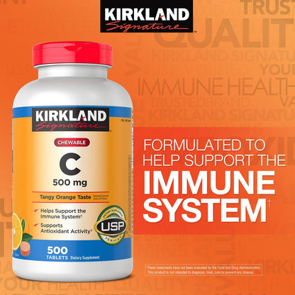 Kirkland Signature vitamin C chewable tablets front label
