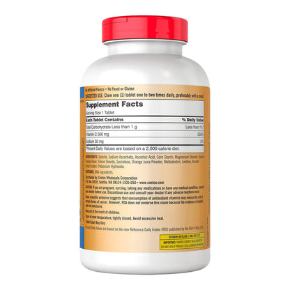 Tangy orange chewable vitamin C supplement by Kirkland Signature