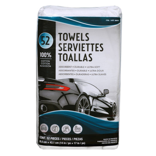 Unitex white cotton terry towels 52-count pack