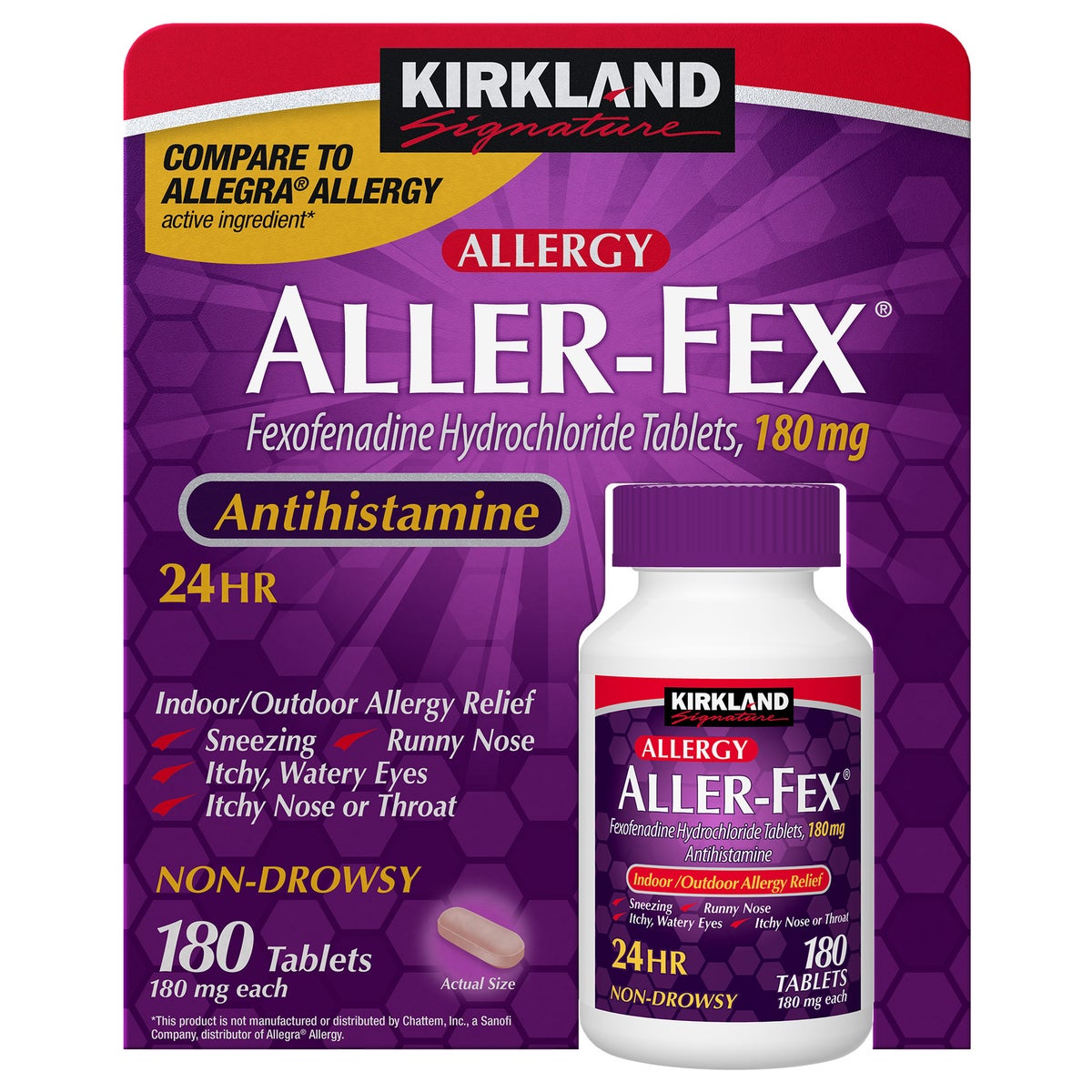 Kirkland Signature Aller-Fex 180 mg allergy tablets bottle