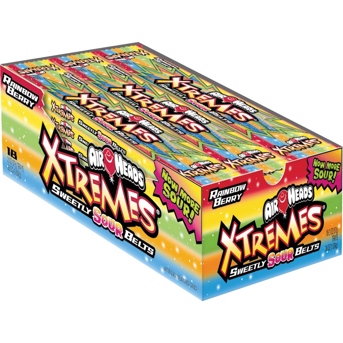 Airheads Xtremes Rainbow Berry sweetly sour belts 18-count pack